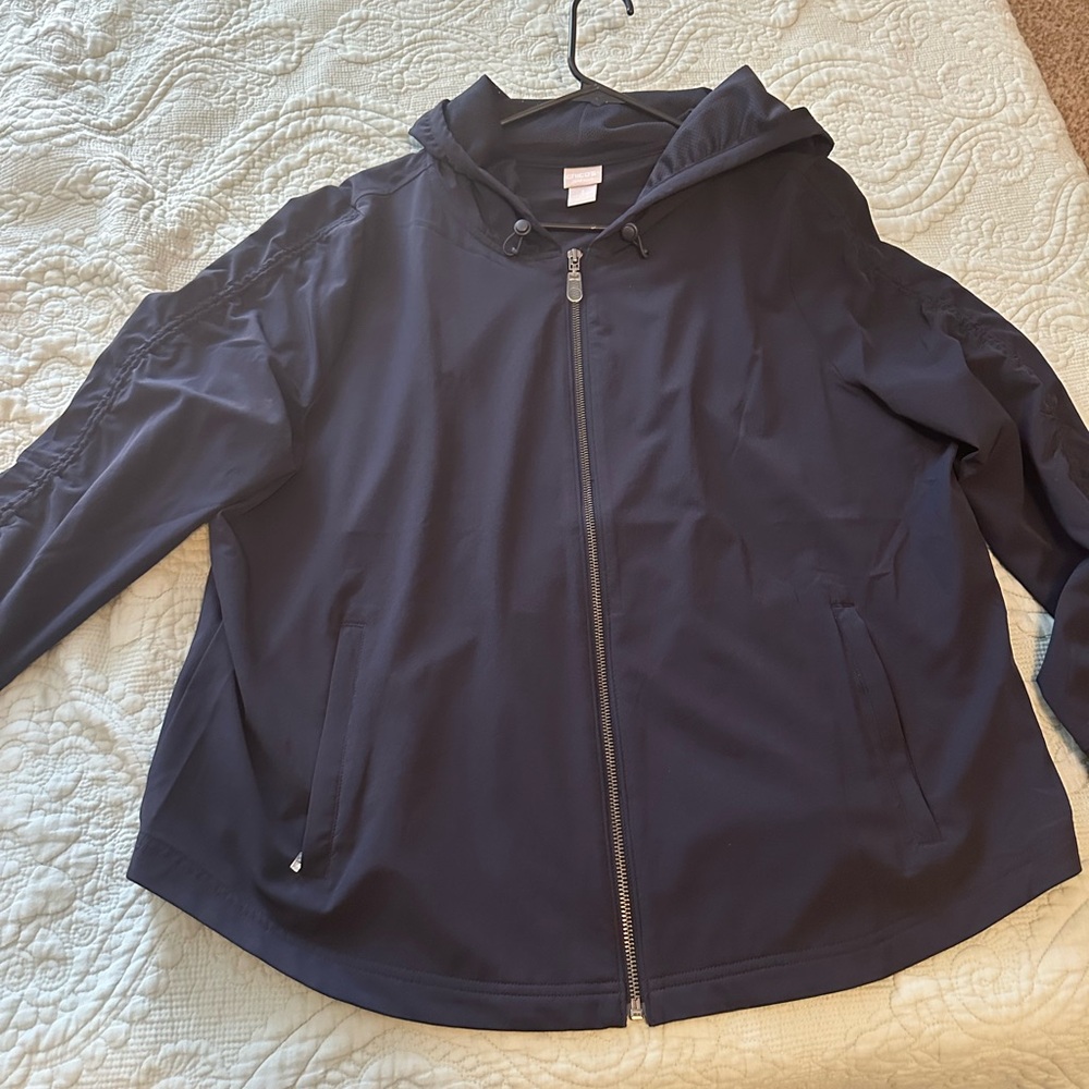 NWOT Navy Chicos Zenergy Utility Jacket, Size 3.